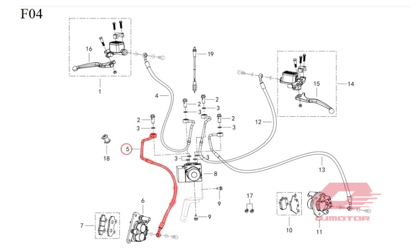 QJ VPS  LTM 125 FREN HORTUMU ÜST A