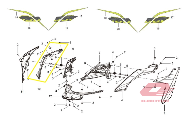 QJ SRT 550 X ÖN BURUN SAĞ ÇITA KIRMIZI