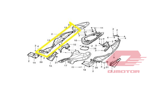 QJ SRK400RR ARKA GRENAJ SAĞ BEYAZ MAVİ