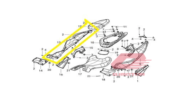 QJ SRK 125 R ARKA SAĞ GRENAJ GRİ MAVİ