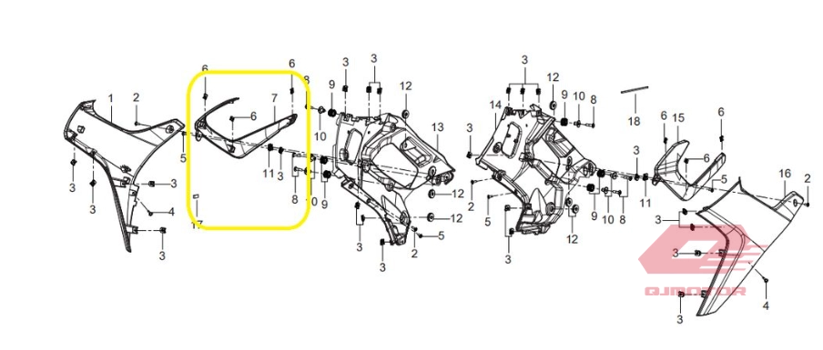 QJ SRK 125 R SOL GRENAJ DEKORATİF KAPAK