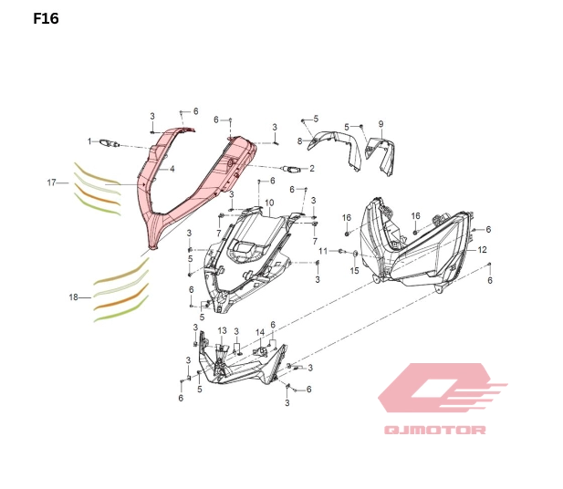 QJ ATR 125 FAR ÜST MUHAFAZA KIRMIZI GRİ