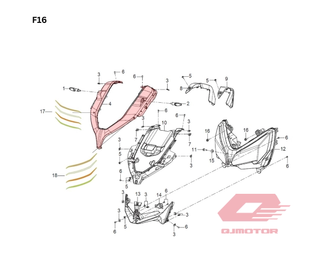 QJ ATR 125 FAR ÜST MUHAFAZA SİYAH TURUNCU