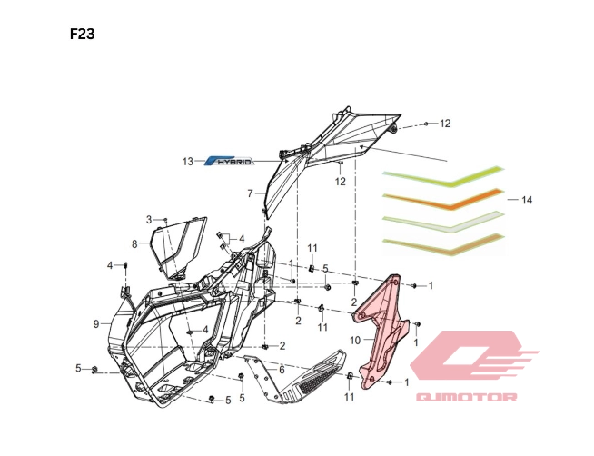 QJ ATR 125 SOL BASAMAK ÜST ÇITA SİYAH TURUNCU