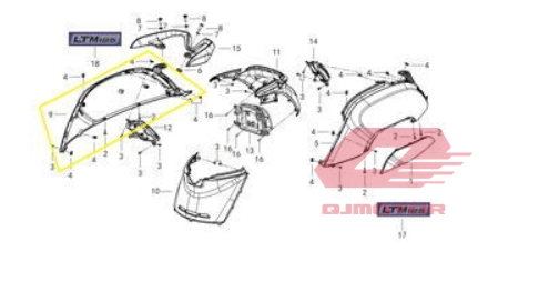 QJ LTM 125 ARKA YAN GRENAJ SAĞ MAVİ