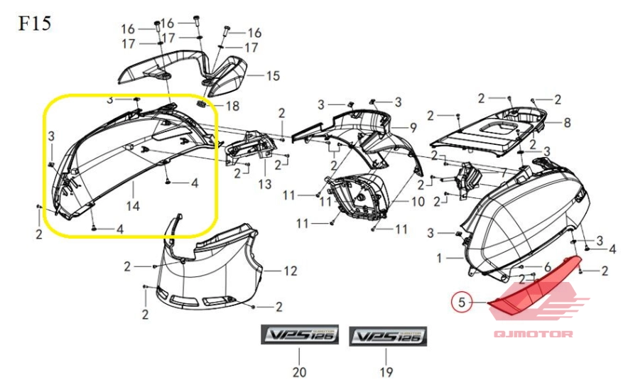 QJ LTM 125 ARKA YAN PANEL SAĞ SİYAH