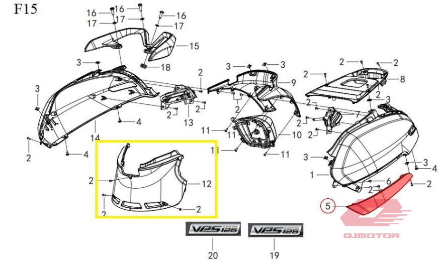 QJ LTM 125 ARKA ORTA BİRLEŞTİRİCİ SİYAH