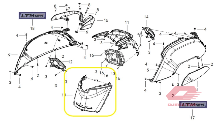QJ LTM 125 ARK ORTA BİRLEŞTİRİCİ BEYAZ