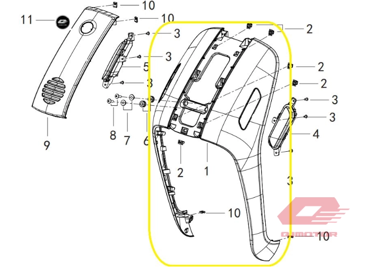 QJ LTM 125 ARKA ORTA BİRLEŞTİRİCİ YEŞİL