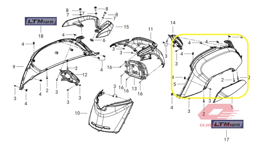 QJ LTM 125 ARKA YAN GRENAJ SOL MAVİ