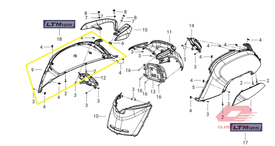 QJ LTM 125 ARKA YAN GRENAJ SAĞ BEYAZ