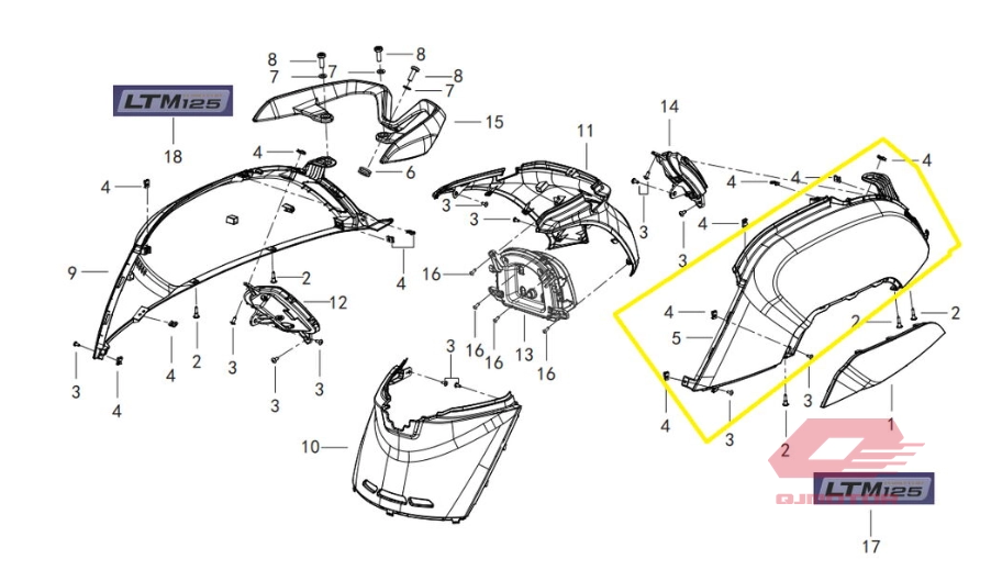QJ LTM 125 ARKA YAN GRENAJ SOL BEYAZ